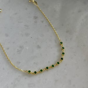Emerald Bracelet , Tennis Bracelet , 925 Sterling Silver Bracelet , Green Gemstone Bracelet, Jewelry , Gifts for Her, Bracelet for Woman