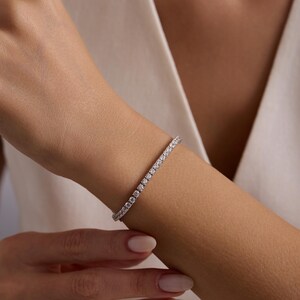 CZ Gemstone  Tennis Link Bracelet , Best Quality 925 Solid Sterling Silver, Gifts for Her , Moissanite Bracelet, Gifts for Her