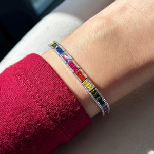 Rainbow Bracelet ,Colorful Bracelet, 925 Sterling Silver Bracelet, Gifts for Her, Mothers Day Gifts, Bracelet for Her