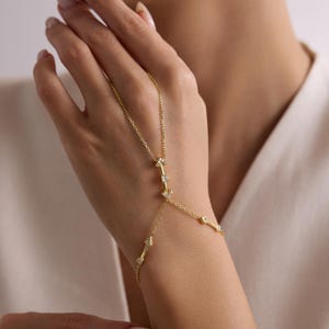 Hand Chain , Bezel Hand Accessories , Finger Bracelet , 925 Sterling Silver Handchain