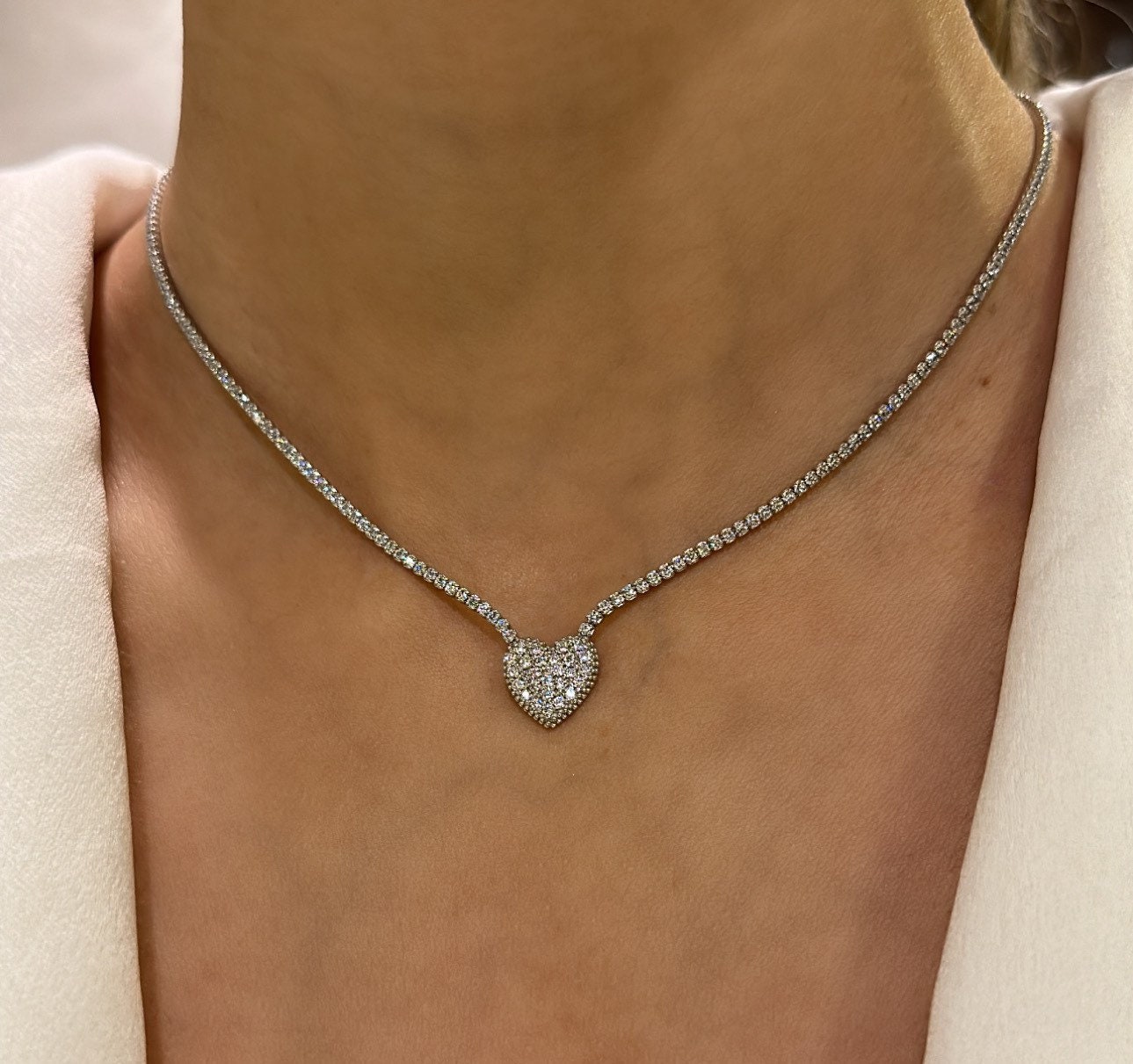 Pave tennis necklace online