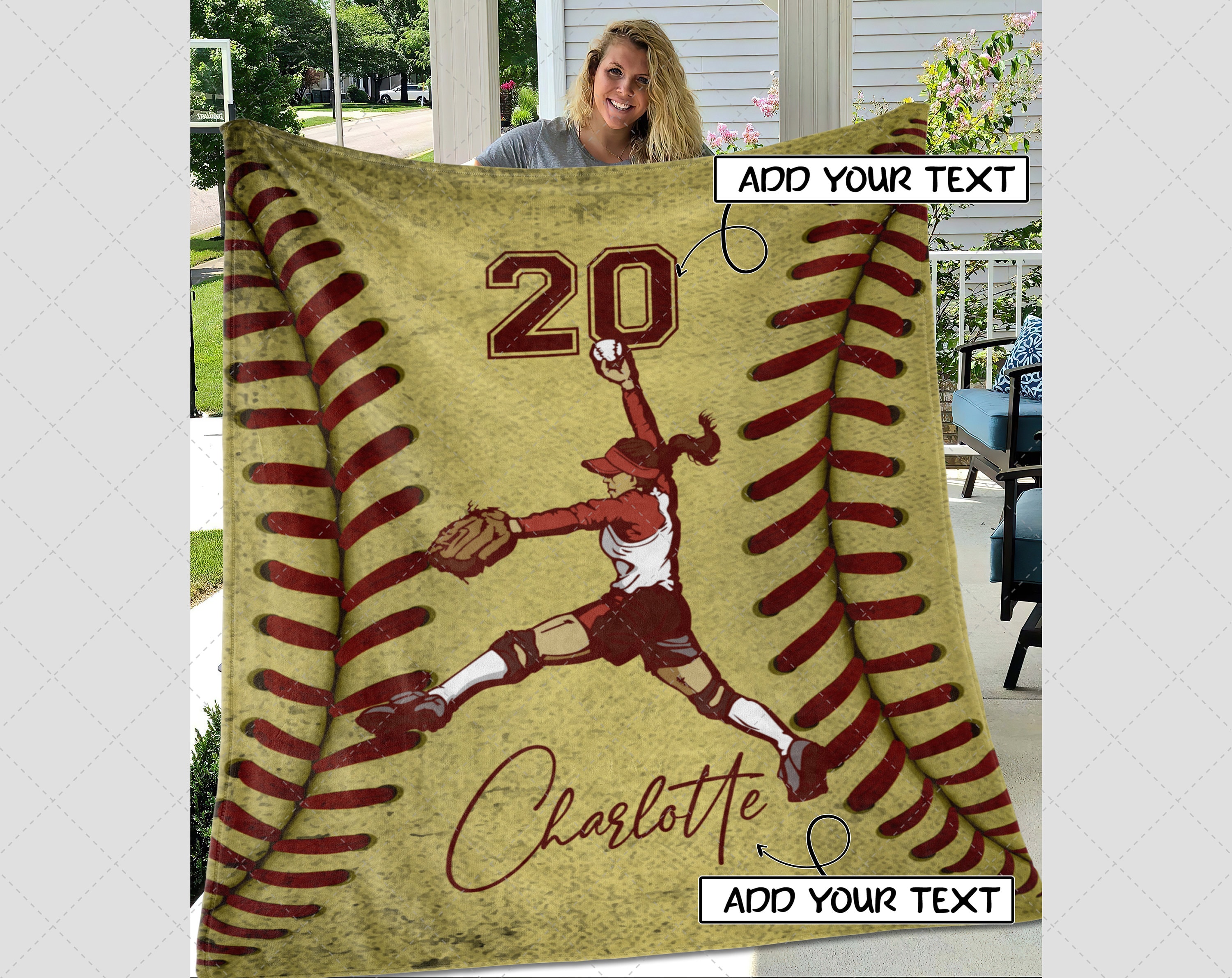 Softball Personalized Fleece Blanket Softball Blanket Etsy