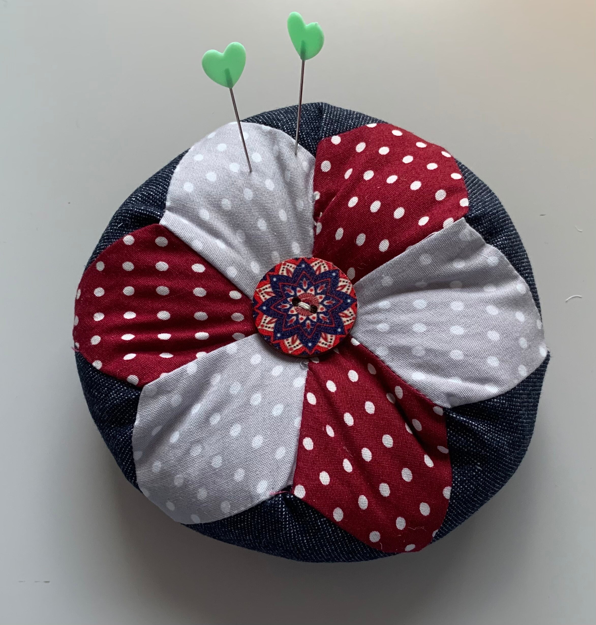 Medium round patchwork pin cushion Etsy