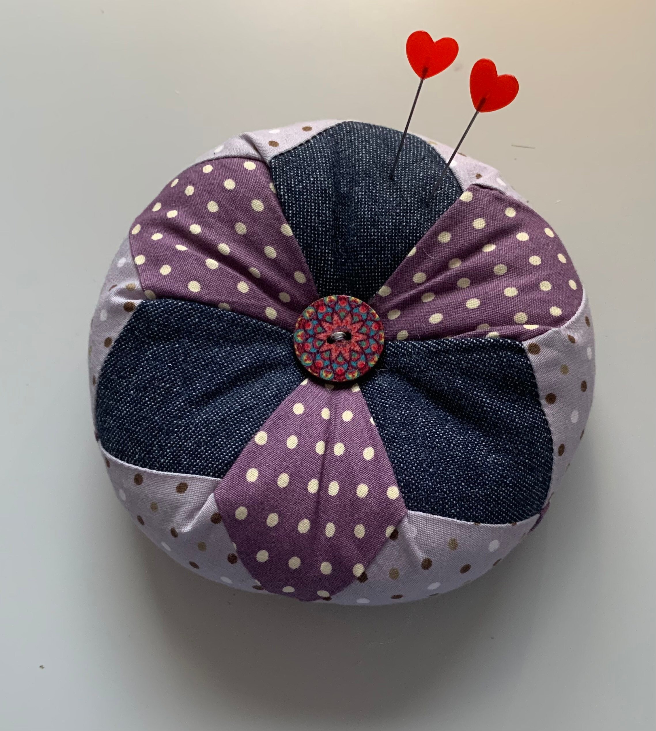 Medium round patchwork pin cushion Etsy