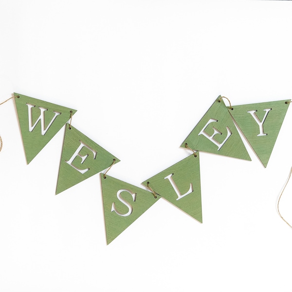 Hand-Painted Wood name garland banner for kids baby room / party banner/ color event sign