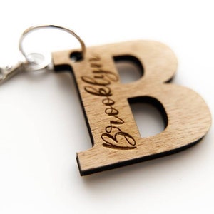 Personalized Name Keychain, Custom Name Keychain, Wood keychain, Name in Letter Keychain, Wedding Favor