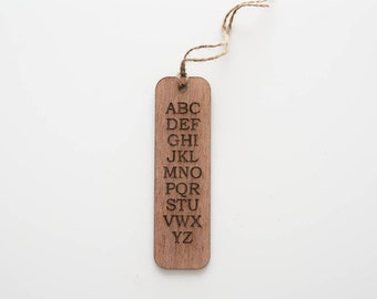 ABC Alphabet engraved wooden bookmark back to school