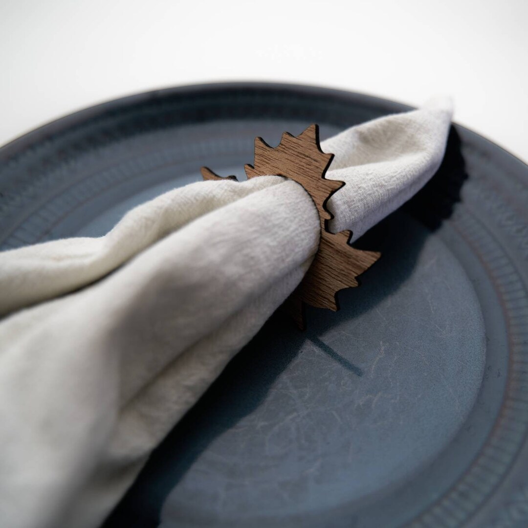 5 Wooden Leaf Napkin Holder Rings for Thanksgiving Fall Etsy