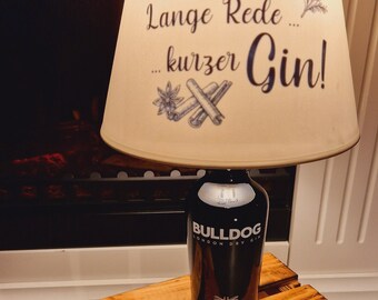 Bulldog Ginlampe mit Spruch