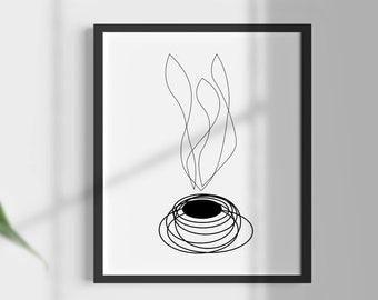 Digital Printable Wall Art,  Downloadable Print At Home Art Home Decor, A4, DIY, Minimalist, Kitchen, Hot Coffee Cup