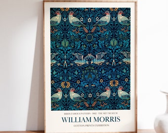 William Morris Print William Morris Exhibition Poster Morris Wall Art Vintage Poster Textile Art Floral Decor Bird Art Poster