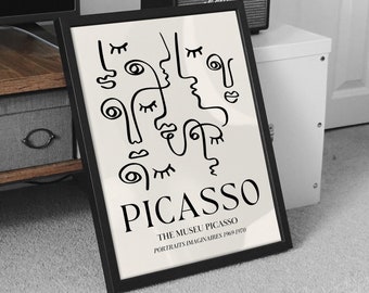 PABLO PICASSO Print Minimalist Poster Abstract Exhibition Poster Picasso Gift Idea Famous Artist Print Black and White