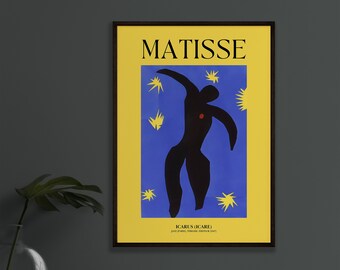 Poster della mostra STAMPA MATISSE Henri Matisse Wall Art Galleria eclettica Wall Art Maximalist Decor Exhibition Stampa Icarus Print