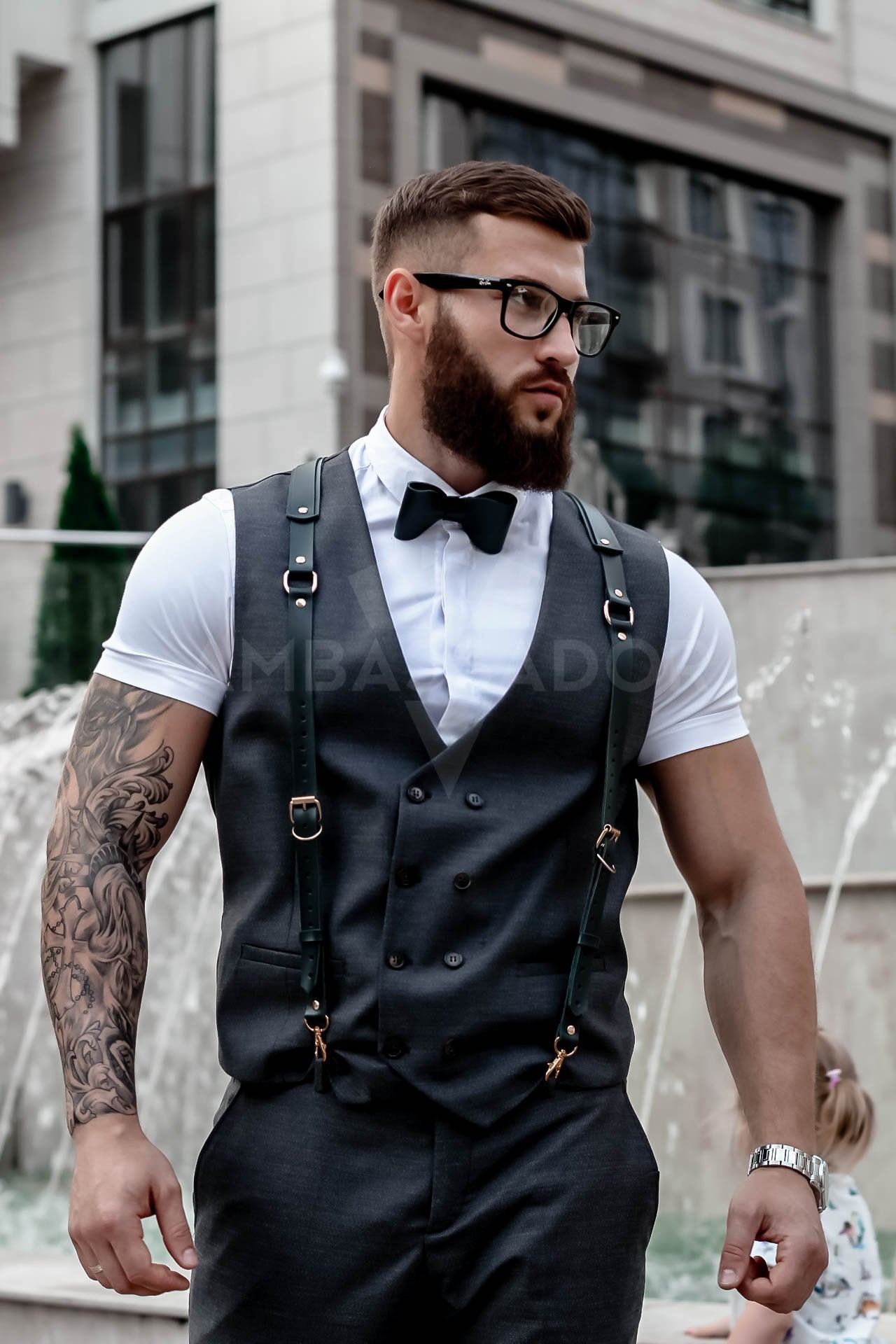 mens suit with harness