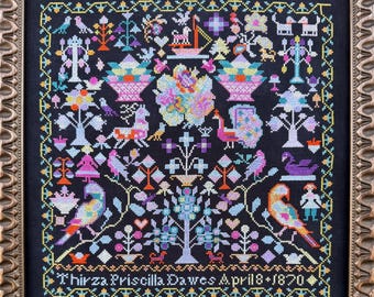 When Thirza Met Roxy - a new colorway on an antique sampler