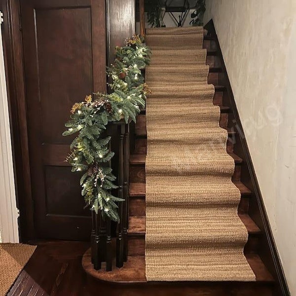 handmade Natural Stairway Jute Runner-Hemp jute runner, Entryway jute runner for Hall-Free Shipping-Large Size Area Jute Runner 2 x 22 feet