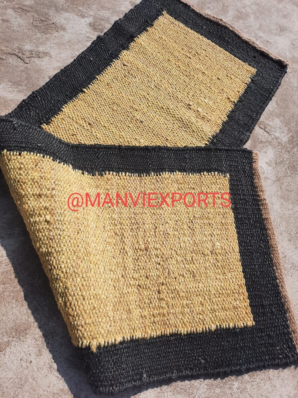 Black Natural jute rug Home decor Handwoven solid ribbed Etsy