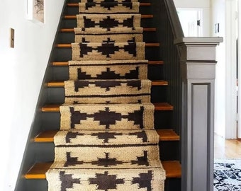 2 x 22 ft Natural Black Stair Jute Runner, handmade jute runner, outdoor runner rug, hallway runner rug, plus jute runner, long jute runner