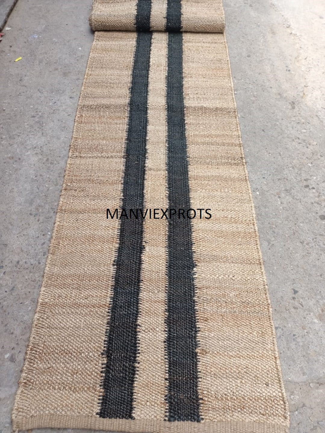 Black Line Jute Runnerjute Table Runnerhallways Runnerentryway