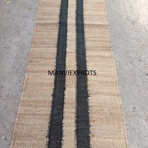 black line jute runner-jute table runner-hallways runner-entryway runner-stair jute runner-custom size rugs-Natural jute runner-floor runner