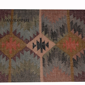 3 x 5, 6 x 9 Ft Handmade Kilim Vintage Rugs Carpet Beautiful Kilim Dhurrie Rug tapes hippie Natural Colors Washable Wool Jute Rug Area Rug
