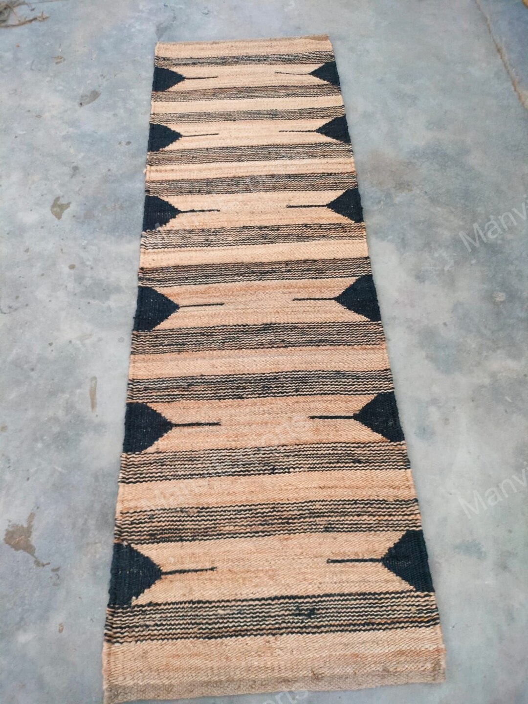 Handmade Black Striped Jute Runnernatural Striped Jute Etsy