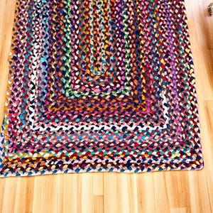 Handmade Multicolor Cotton Chindi Area Rug Rectangle Home Decor Rugs Cotton rugs Runner Rug Home Decor Rag Custom Size Chindi Cotton Rug