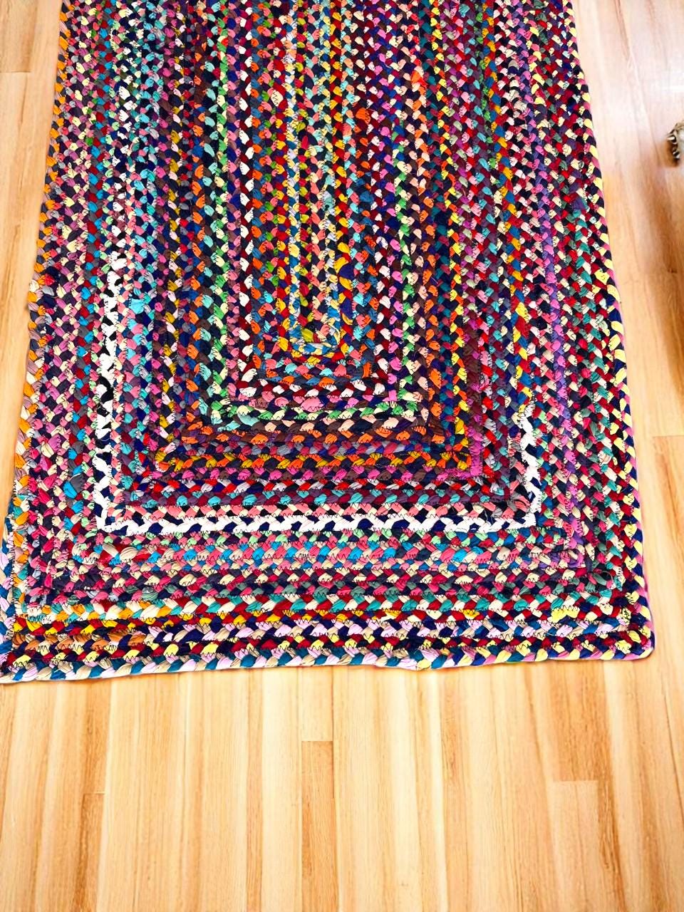 Handmade Multicolor Cotton Chindi Area Rug Rectangle Home Decor Rugs Cotton rugs Runner Rug Home Decor Rag Custom Size Chindi Cotton Rug