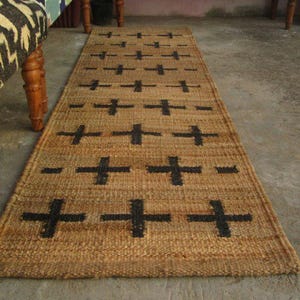 handwoven hemp black plus jute runner-Jute Runner-plus jute runner-hallway jute runner-living room in jute runner-