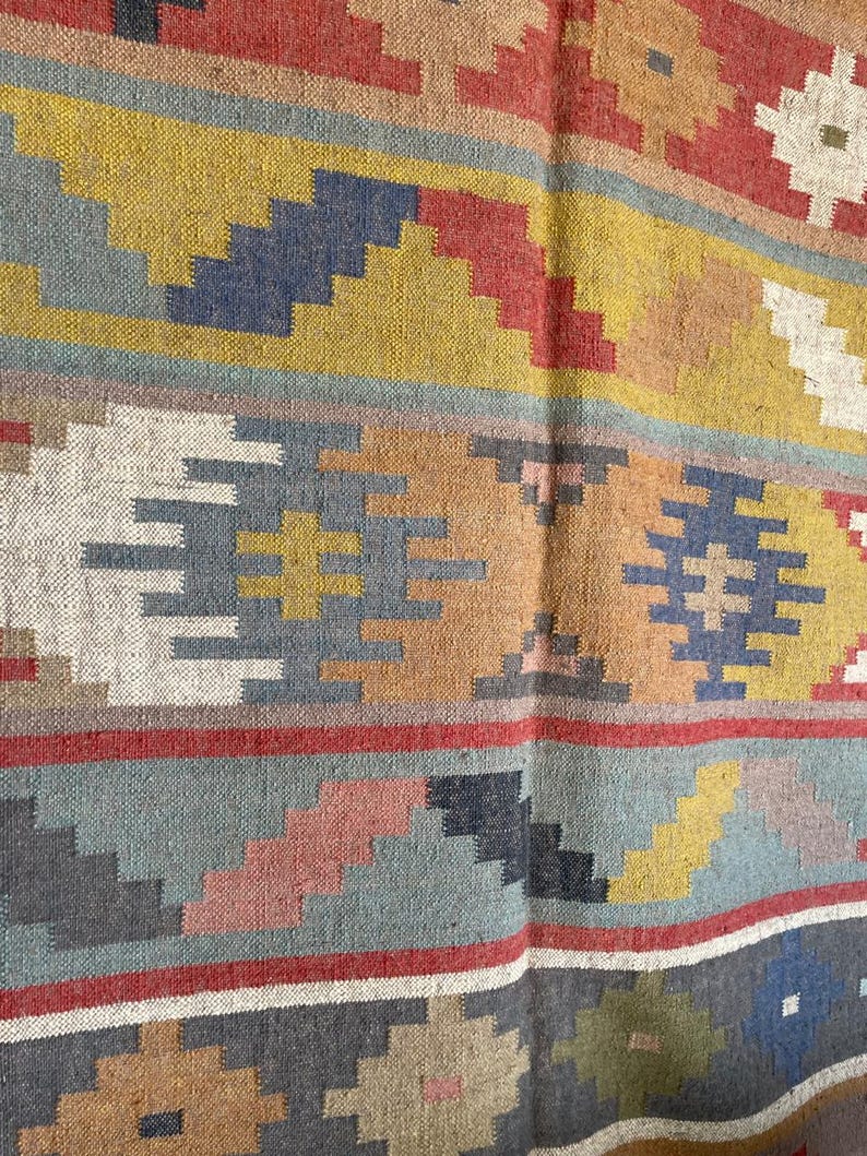 Handmade Wool Kilim Rug, Navajo Kilim Runner Rug, Aztec Rug, Accent Rug