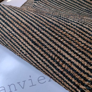 handwoven Natural and black striped jute runner,large size hemp jute runner,natural jute runner,black striped jute runner,long size runner