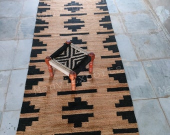 Handmade Black Jute Runner, jute table runner dining room, jute rug runner entryway, jute runner for stair jute runner hallway (2x 12 ft)