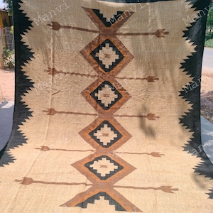8x10 Ft Kilim Rug-Wool Jute Rug, Multicolor Boho Rug-Boho Area Rug-Custom Size Area Rug, Indian Dhurrie Rug-Warm Colour Rug, Traditional Rug