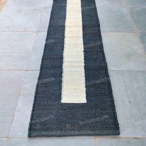 2 X 10 ft Handwoven Black Hemp Jute Runner,Long Stair Jute Runner, Bathroom Jute Rugs,Entryway Jute Runner,Area Jute Rug,black stairs Runner