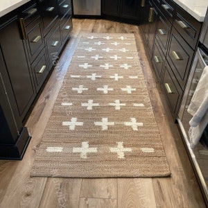 Handmade White Plus Natural Jute Runner-Cross Jute Runner-plus jute rug-kitchen plus jute runner-black plus jute rug-jute hall runner