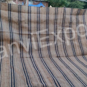 handmadewoven Large extra Natural With Navy blue striped hemp jute rug-large area navy blue striped jute rug-9x12 ft navy blue lines jute