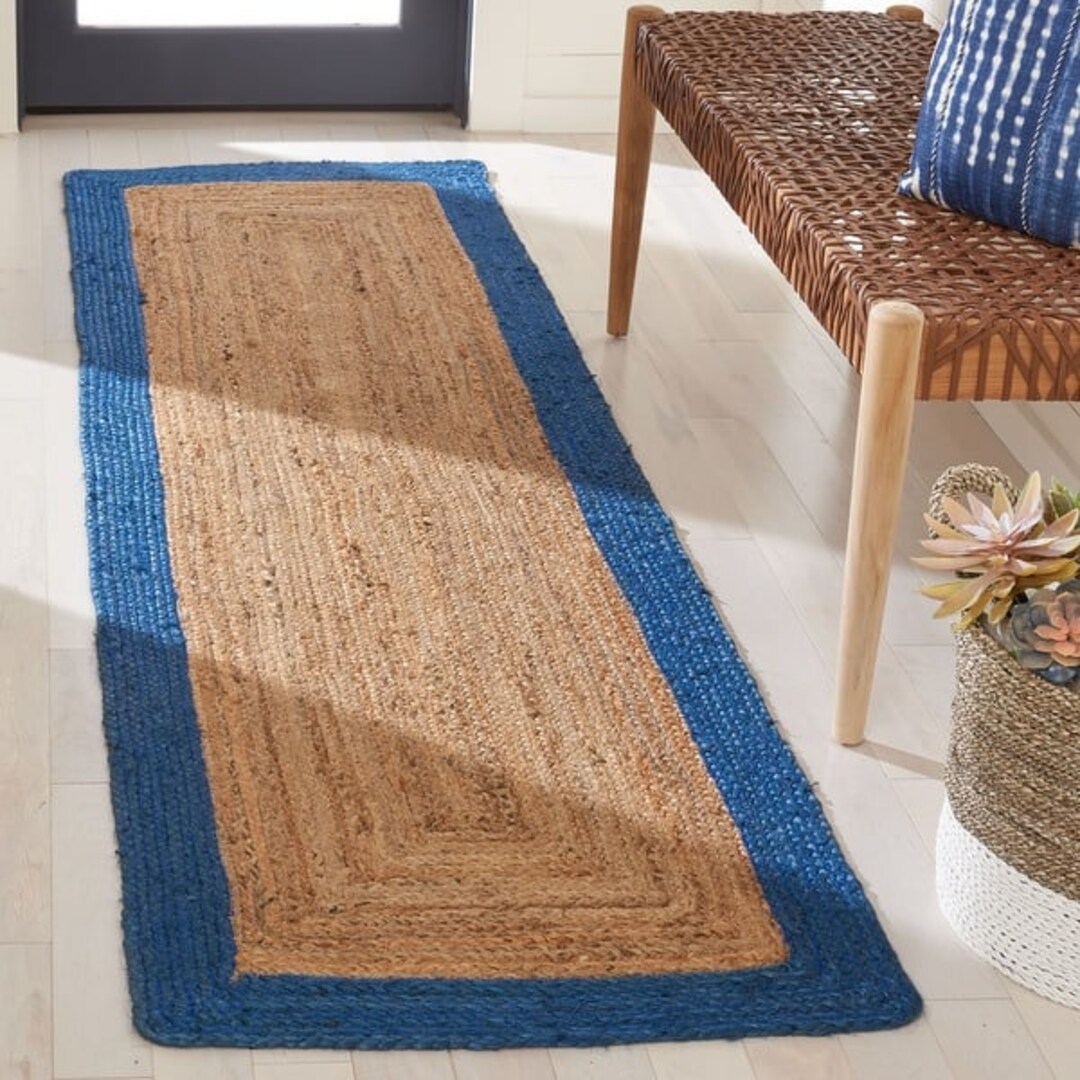 Hemp Natural Blue Jute Rugs Etsy
