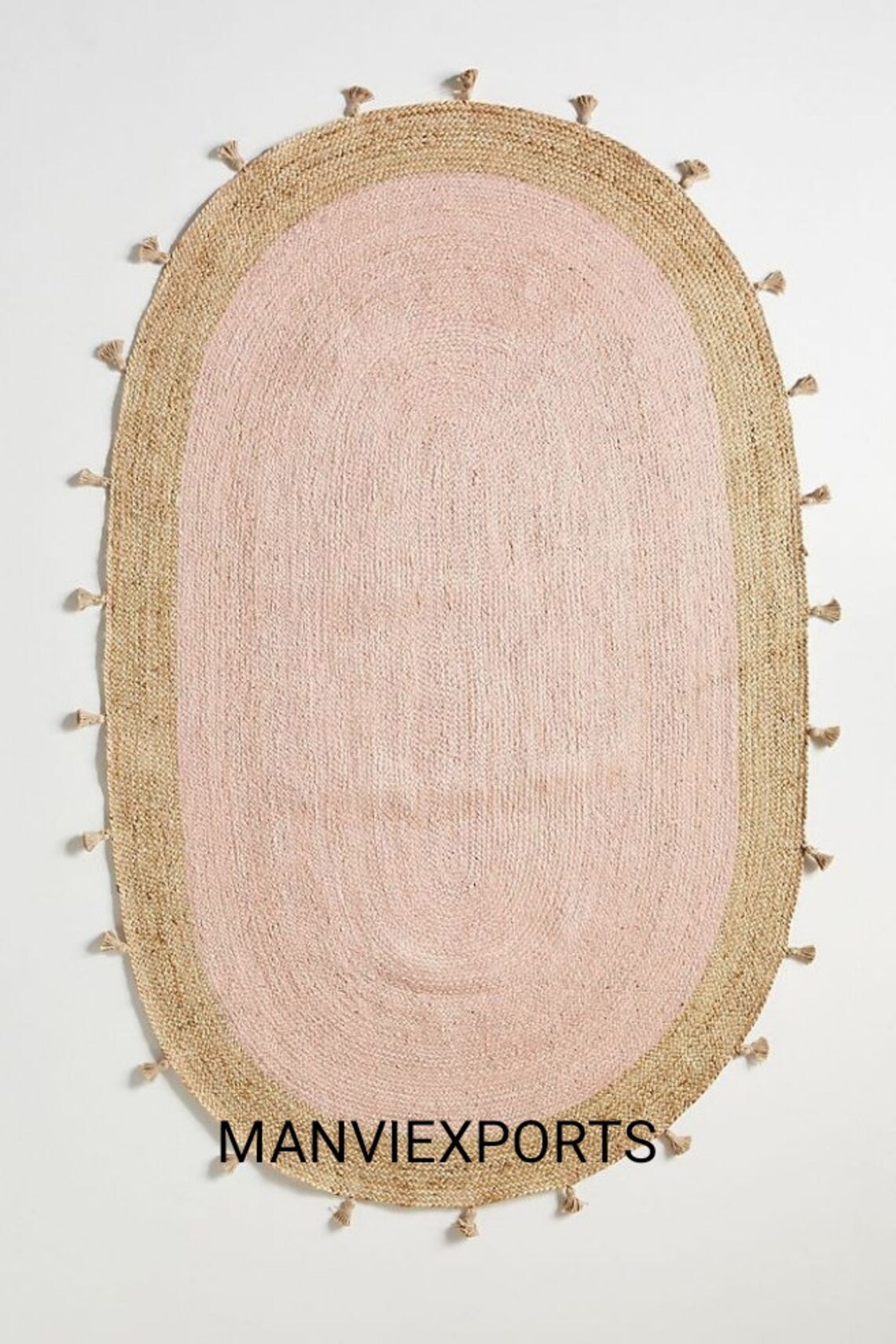 2x33x54x65x8ft Pink Oval Rug Natural Jute Oval Area Rug Etsy