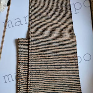 Handgefertigter Beige Schwarz Gestreifter Jute Teppichläufer, Handgefertigter Hanf Juteteppich Schwarz Gestreifter Juteteppich