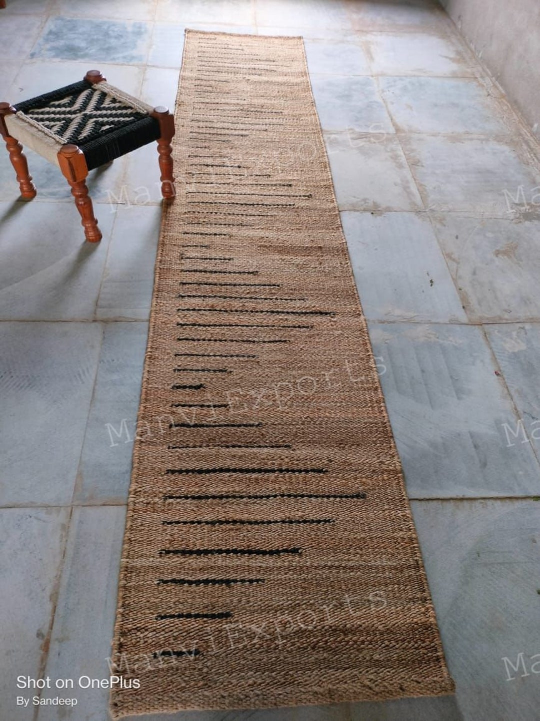 Handwoven Black Striped Jute Runnerlarge Area Black Jute Etsy