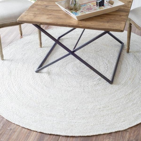 Round warm white Jute Rug.Off-White jute rug. Jute Braided Rug. Eco Rug.Fiber Natural.Vegan rug.Sustainable,Feng Shui and hygge home decor