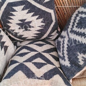 4 Set of Kilim Home Decorative Indian Handwoven Jute Cushion Cover 18x18 Decorative Chair Pillow Cases Hand loomed Indian Pillows Covers