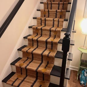 Alfombra larga de yute hecha a mano con diseño de lunares amarillos, ideal para pasillos y escaleras, de fibra natural, estilo bohemio, decoración rústica de granja, 0,6 x 6 m