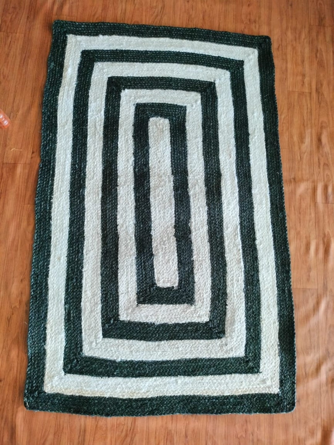 Black and White Jute Striped Rug Jute Runner Rug Boho Decor Etsy