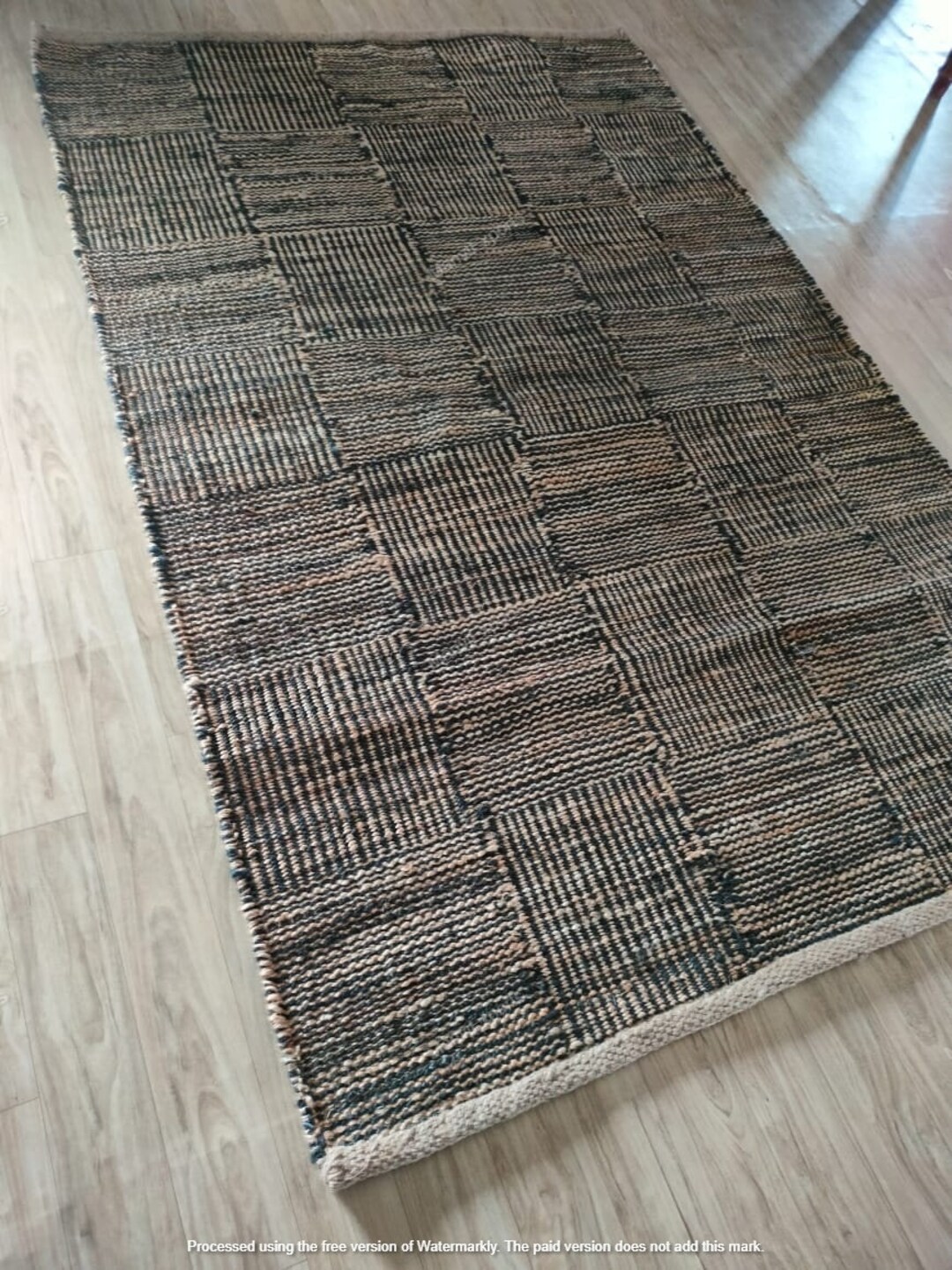 Handmade Black Striped Jute Large Area Jute Rugsrugs for Living Roomextra Large Hemp Black