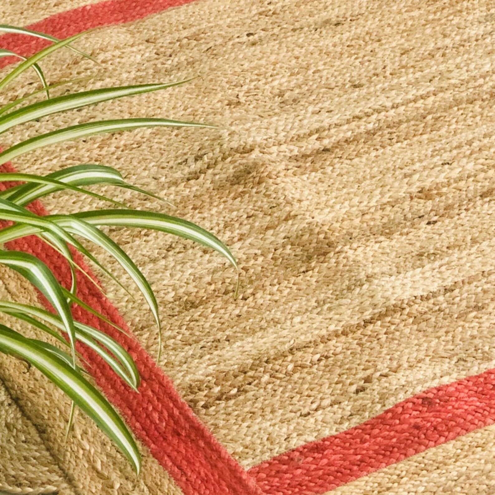 Scalloped Jute Rug Yellow and Red Border Jute Rugs Handmade Etsy