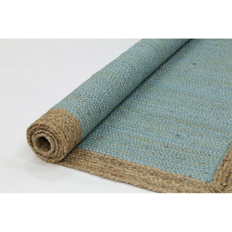 3x54x6.8x109x12 ft Sky blue rug Jute and Herb Dye Rug Etsy