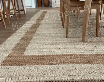Handwoven Hemp Rug Dhurrie, Natural Jute Hemp Hand Braided Rug, Hemp Jute Rug, Jute Bed Side Rug, Jute Area Runner, Traditional, Natural
