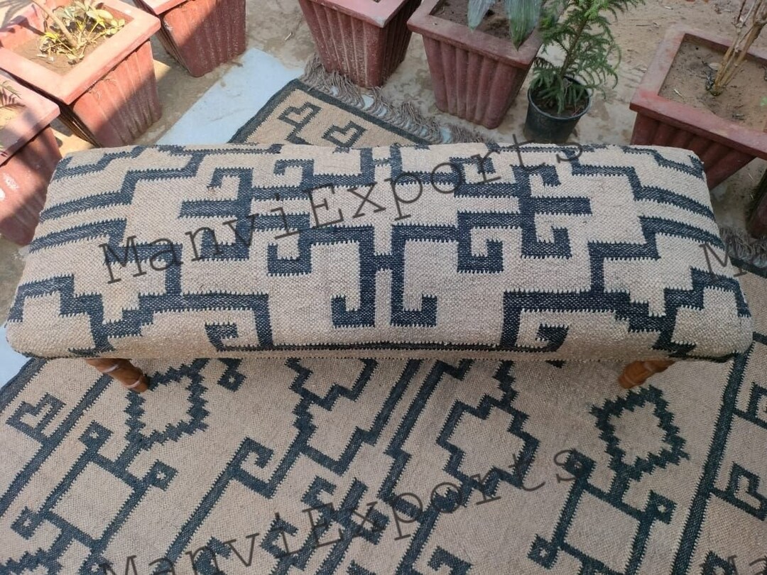 Kilim Dining Table Bench / Wooden Handmade Furniture / Turkish Kilim ...