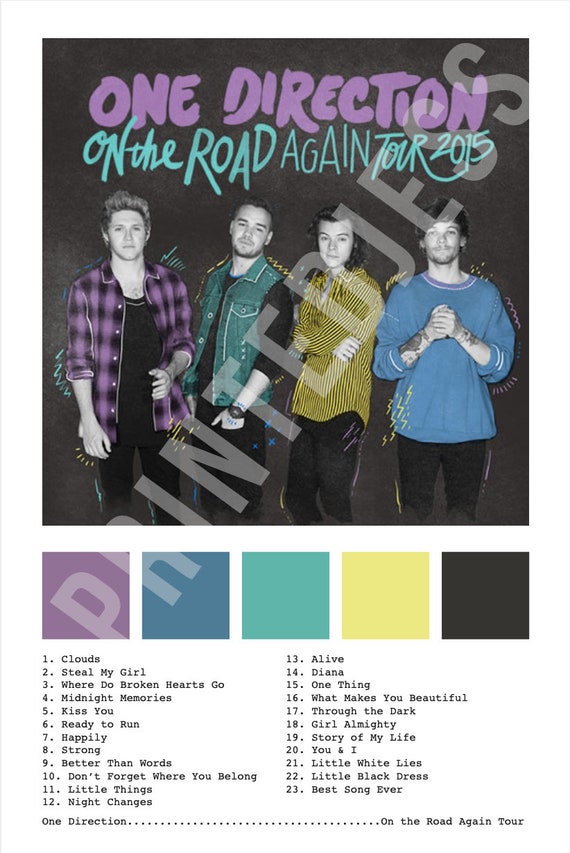One Direction On The Road Again Tour Poster With Color Etsy
